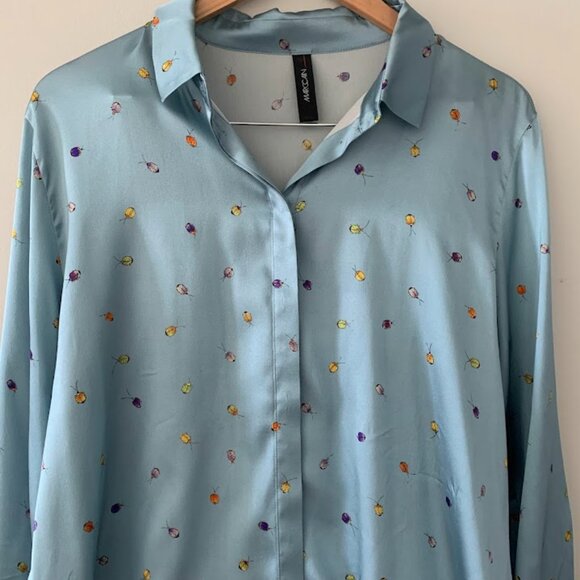 Elegant Marc Cain Luxury Silk Blouse-Ladybug Whimsy - Picture 4 of 8